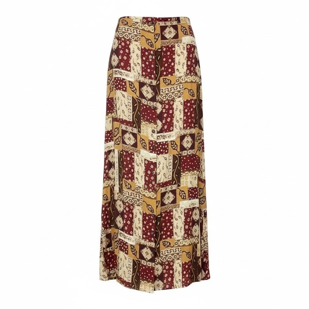 Woolrich Vintage‎ Midi/ Maxi Floral Rayon Full Front Button Down Elastic Waist